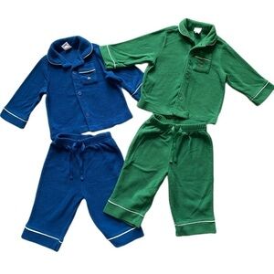 BABY GAP Flannel Collared Button down Shirt Pajama Set 2 Pairs Size 6-12 mnths